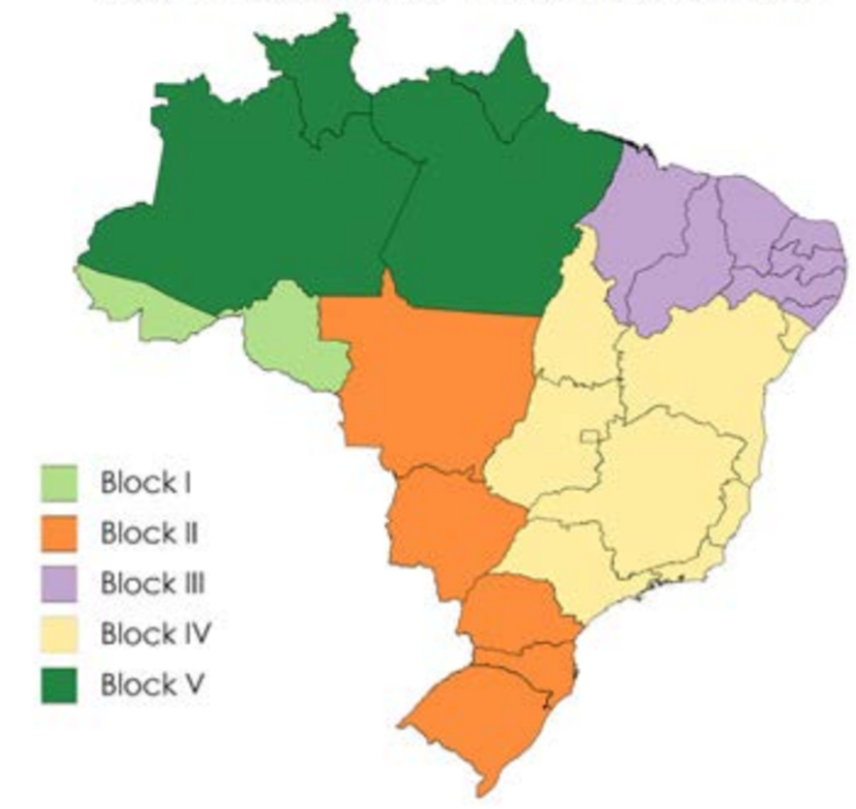 The map shows the division of States by blocks