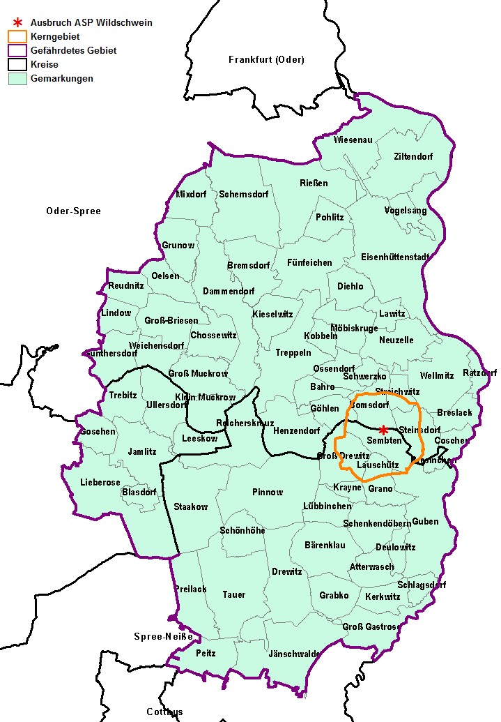 Established endangered area in Brandenburg, Germany