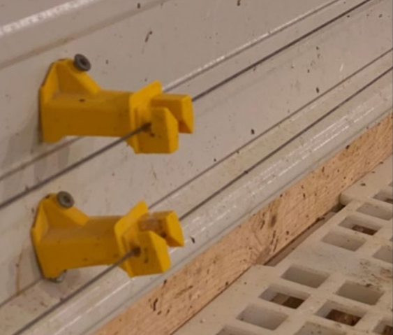 Figure 11. Electrified deterrent wire placed along the perimeter walls and pen partitions.