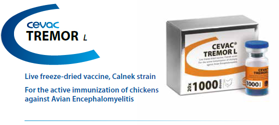 CEVAC® TREMOR L - For the active immunisation of chickens against Avian Encephalomyelitis from CEVA SANTE ANIMALE CEVAC® TREMOR L - For the active immunisation of chickens against Avian Encephalomyelitis from CEVA SANTE ANIMALE