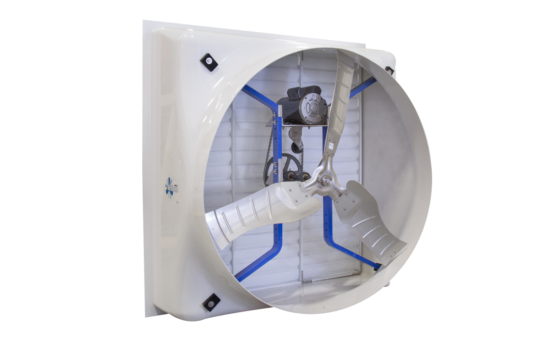 54" X-Brace exhaust fan, shown without optional poly discharge cone.