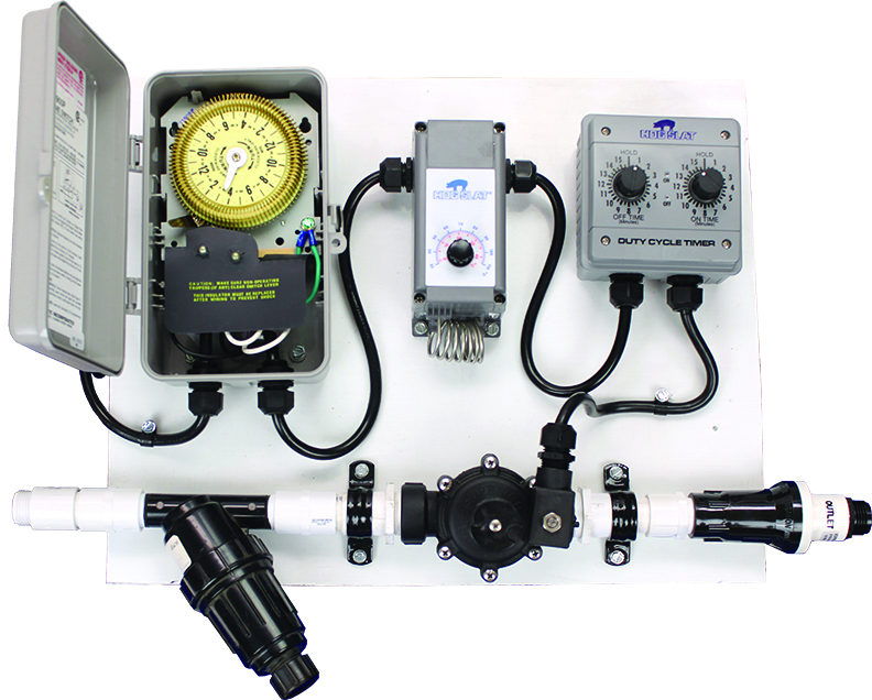 The Hog Slat® drip system control allows simple management over sow cooling systems. The HS728 (shown) includes a 24 hour timer that provides an additional layer of system management.
