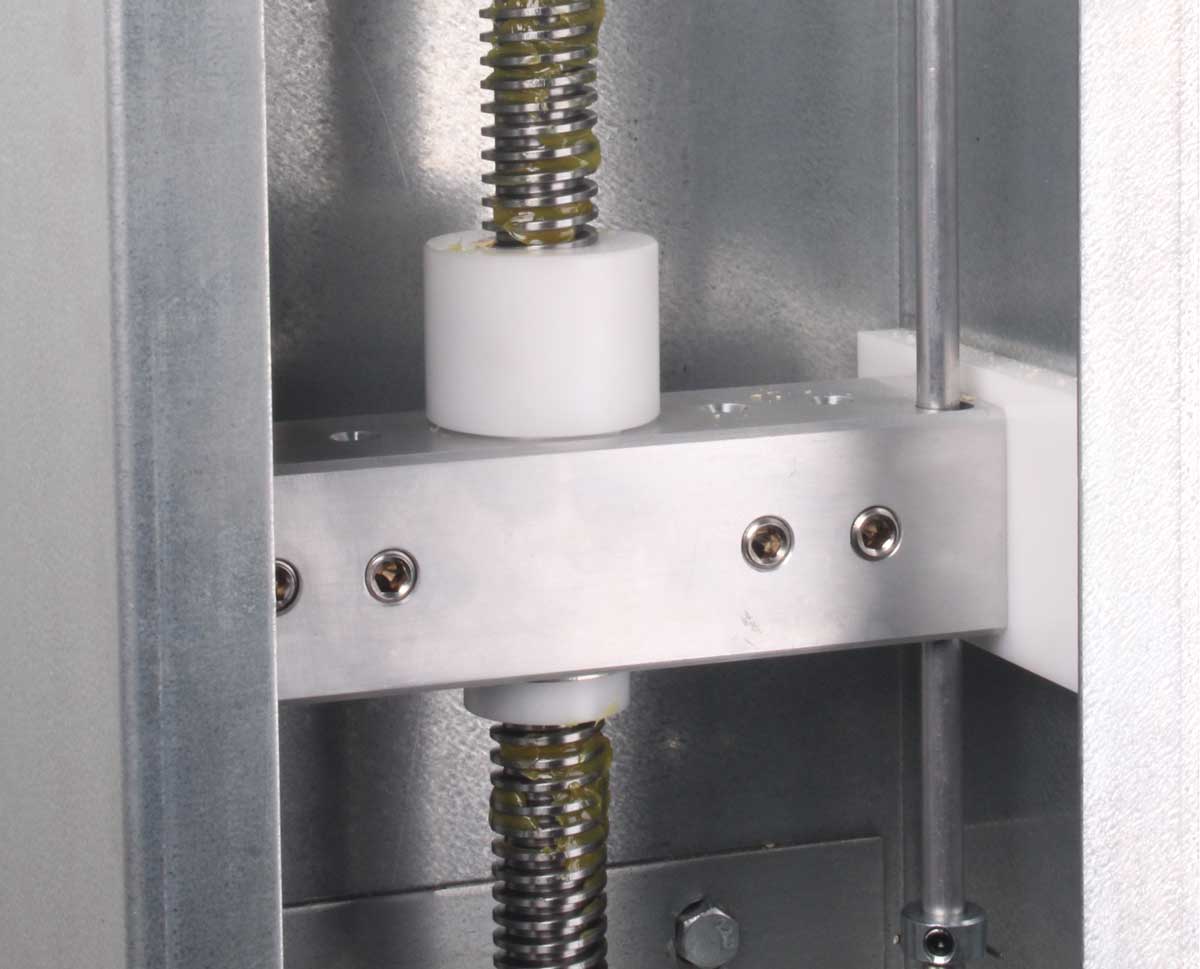 Acetal plastic load nut and guide blocks minimize friction issues, resulting in consistently smooth operation.